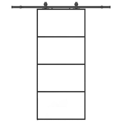 Sliding Door with Hardware Set Black 90x205 cm ESG Glass