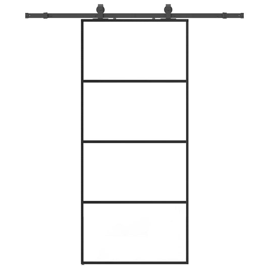 Sliding Door with Hardware Set Black 90x205 cm ESG Glass