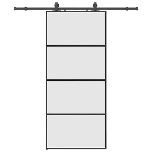 Sliding Door with Hardware Set Black 90x205 cm ESG Glass