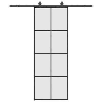 Sliding Door with Hardware Set Black 76x205 cm ESG Glass