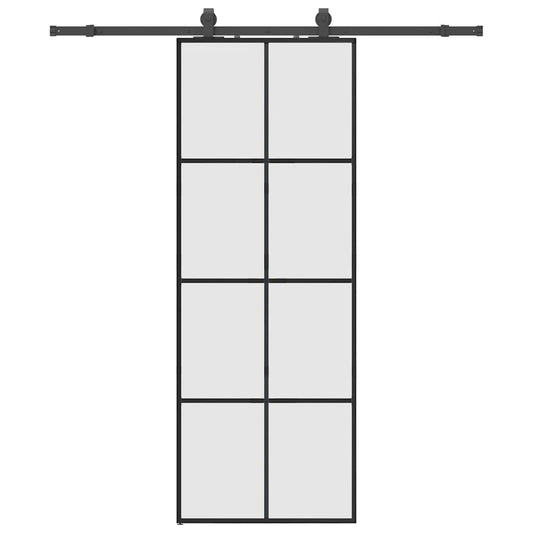 Sliding Door with Hardware Set Black 76x205 cm ESG Glass