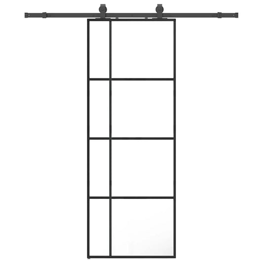 Sliding Door with Hardware Set Black 76x205 cm ESG Glass