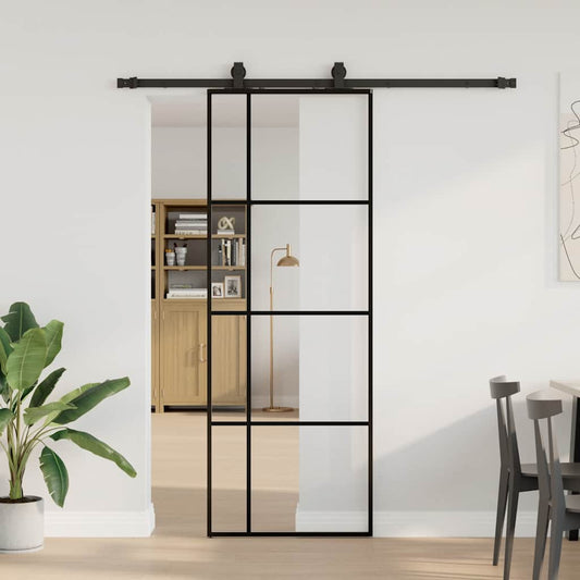 Sliding Door with Hardware Set Black 76x205 cm ESG Glass