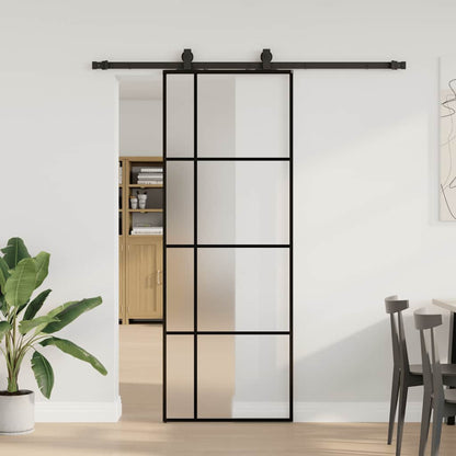Sliding Door with Hardware Set Black 76x205 cm ESG Glass