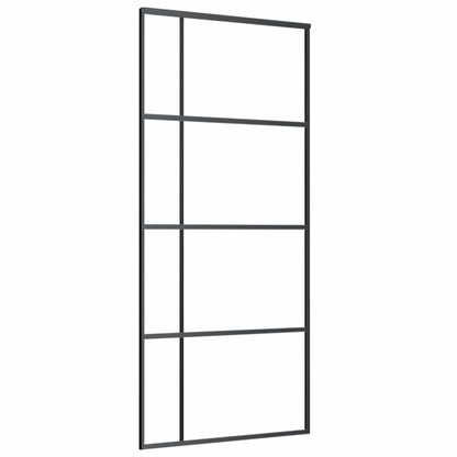 Sliding Door with Hardware Set Black 90x205 cm ESG Glass