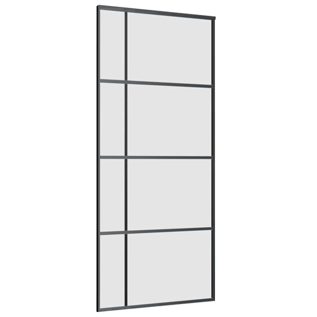 Sliding Door with Hardware Set Black 90x205 cm ESG Glass