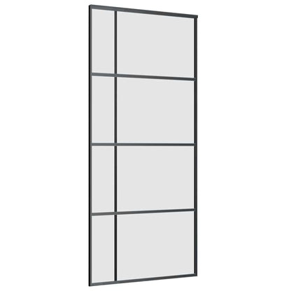 Sliding Door with Hardware Set Black 90x205 cm ESG Glass