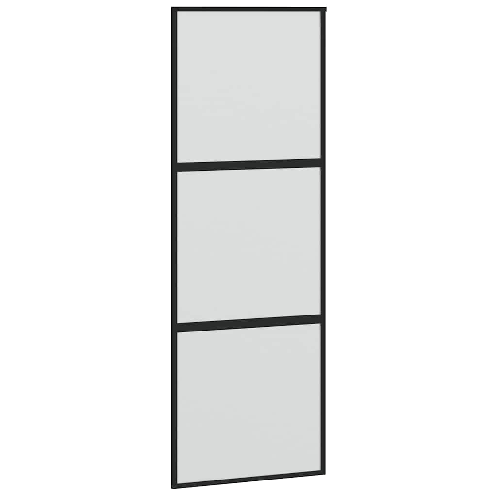 Sliding Door with Hardware Set Black 76x205 cm Tempered Glass