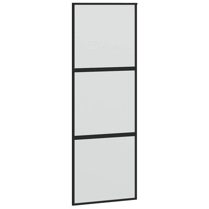 Sliding Door with Hardware Set Black 76x205 cm Tempered Glass