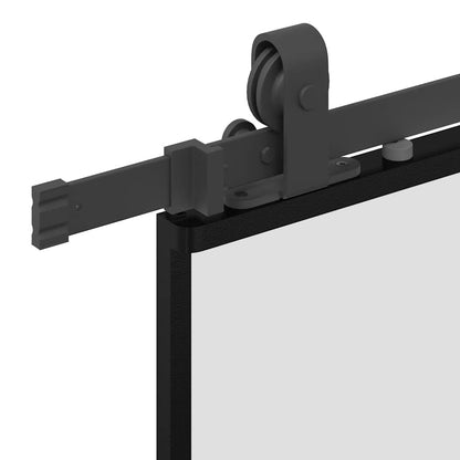 Sliding Door with Hardware Set Black 76x205 cm Tempered Glass