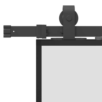 Sliding Door with Hardware Set Black 90x205 cm Tempered Glass