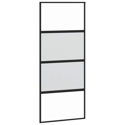 Sliding Door with Hardware Set Black 90x205 cm Tempered Glass