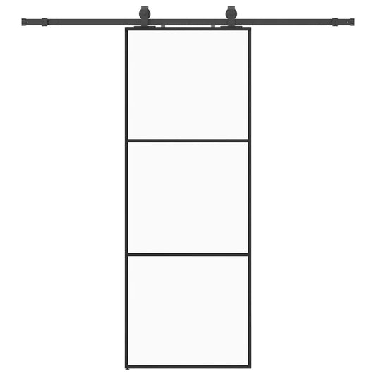 Sliding Door with Hardware Set Black 76x205 cm ESG Glass