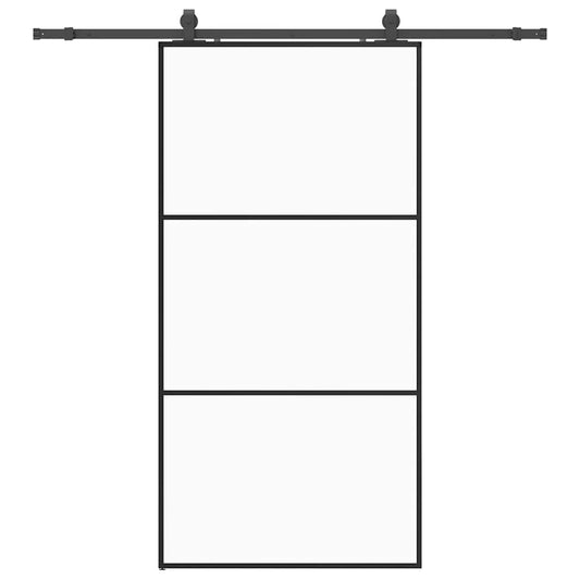 Sliding Door with Hardware Set Black 102x205 cm ESG Glass