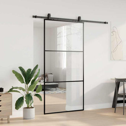 Sliding Door with Hardware Set Black 102x205 cm ESG Glass