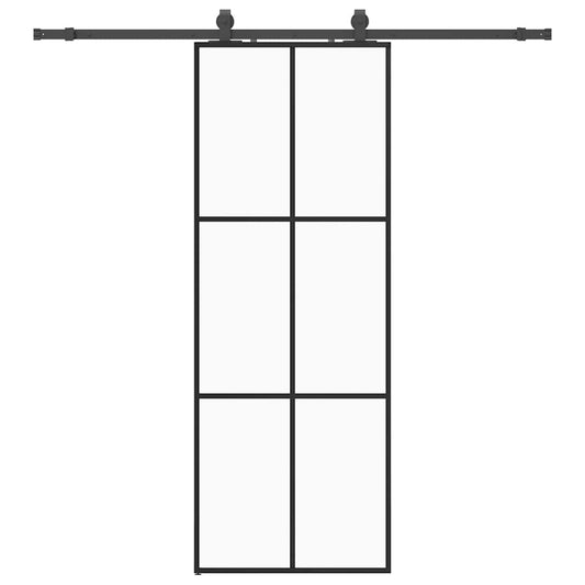 Sliding Door with Hardware Set Black 76x205 cm ESG Glass