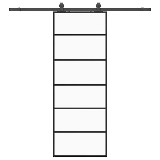 Sliding Door with Hardware Set Black 76x205 cm ESG Glass