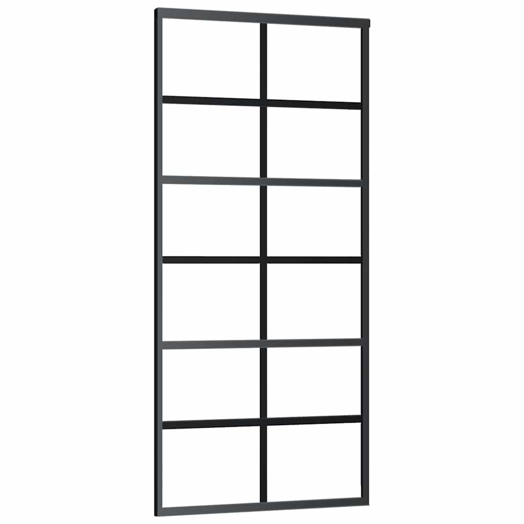 Sliding Door with Hardware Set Black 90x205 cm ESG Glass