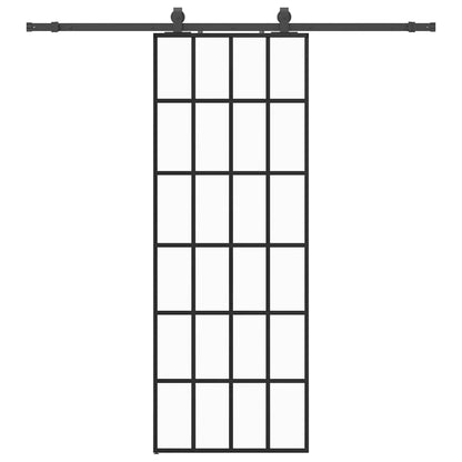Sliding Door with Hardware Set Black 76x205 cm ESG Glass