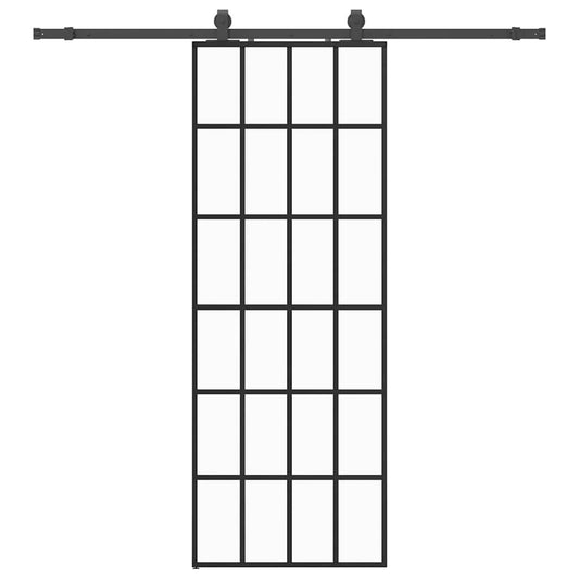 Sliding Door with Hardware Set Black 76x205 cm ESG Glass
