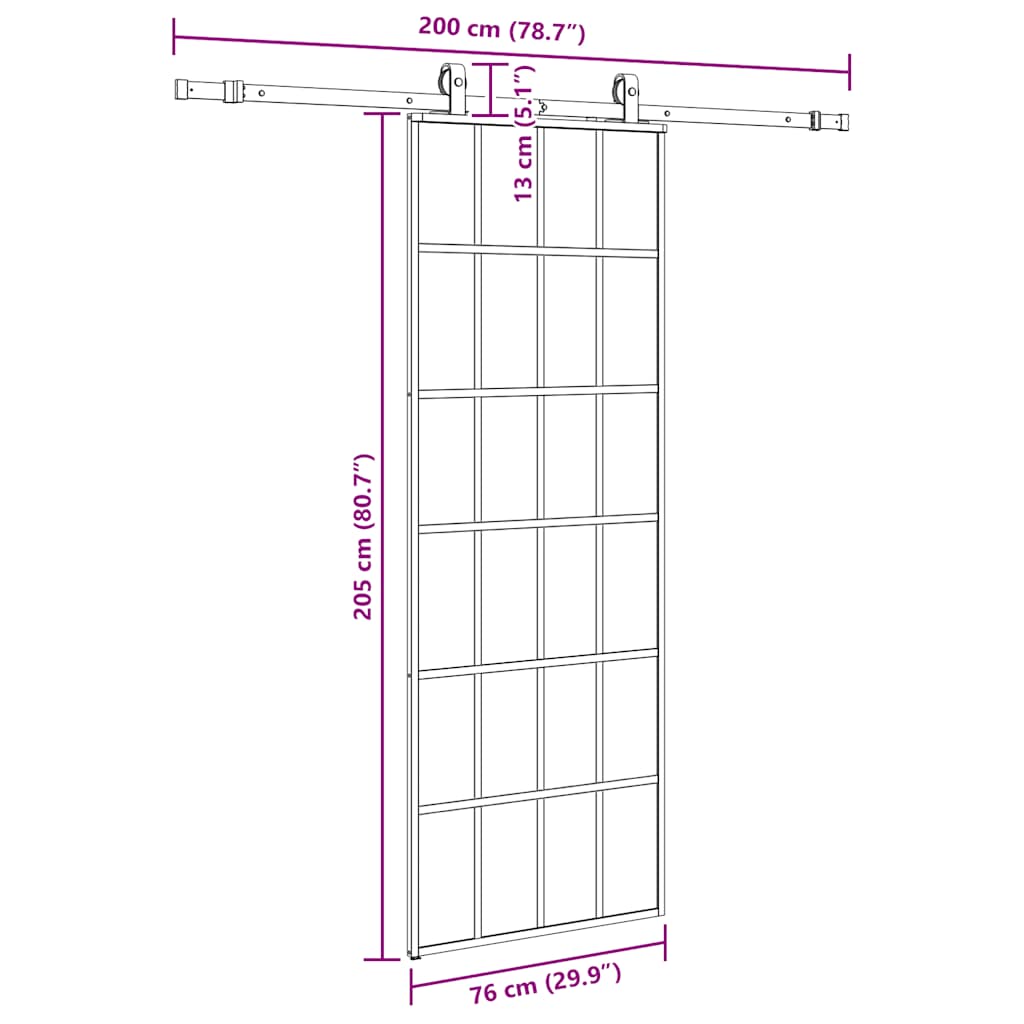 Sliding Door with Hardware Set Black 76x205 cm ESG Glass