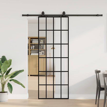 Sliding Door with Hardware Set Black 76x205 cm ESG Glass
