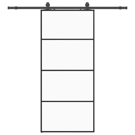 Sliding Door with Hardware Set Black 90x205 cm ESG Glass