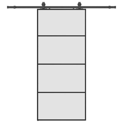 Sliding Door with Hardware Set Black 90x205 cm ESG Glass