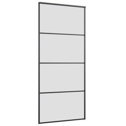 Sliding Door with Hardware Set Black 90x205 cm ESG Glass
