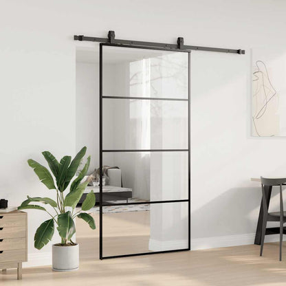 Sliding Door with Hardware Set Black 102.5x205 cm ESG Glass