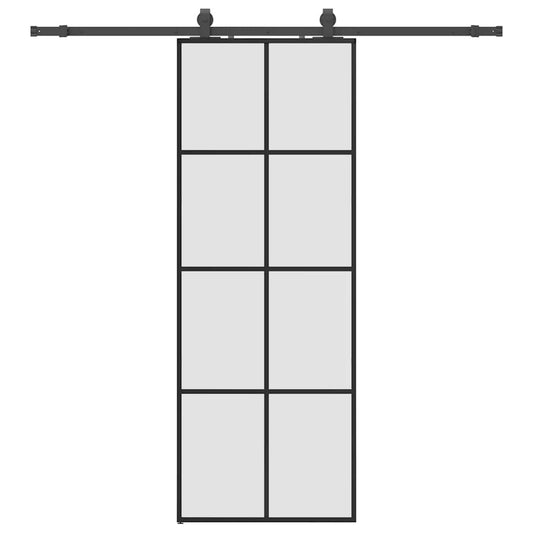 Sliding Door with Hardware Set Black 76x205 cm ESG Glass