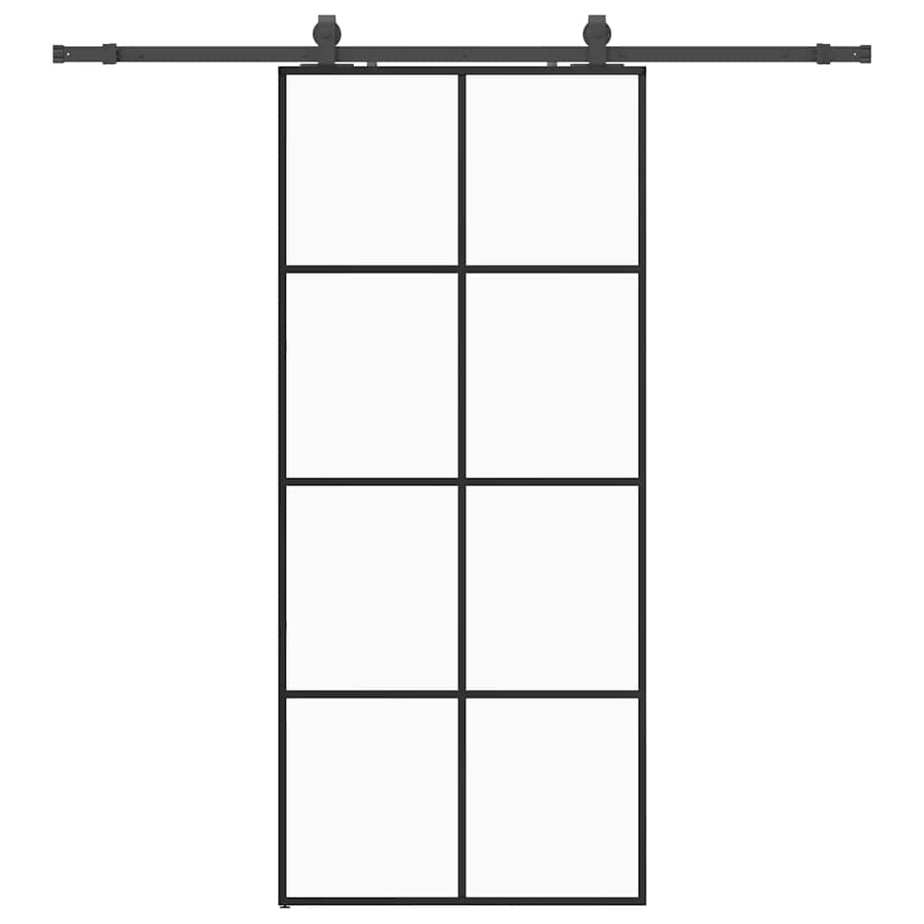Sliding Door with Hardware Set Black 90x205 cm ESG Glass