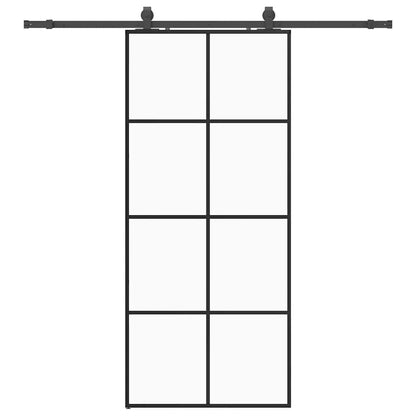 Sliding Door with Hardware Set Black 90x205 cm ESG Glass