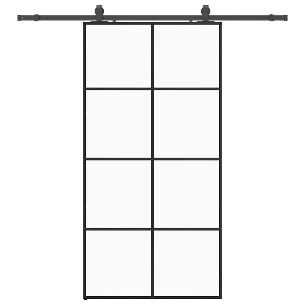 Sliding Door with Hardware Set Black 102.5x205 cm ESG Glass