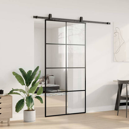 Sliding Door with Hardware Set Black 102.5x205 cm ESG Glass