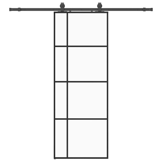 Sliding Door with Hardware Set Black 76x205 cm ESG Glass