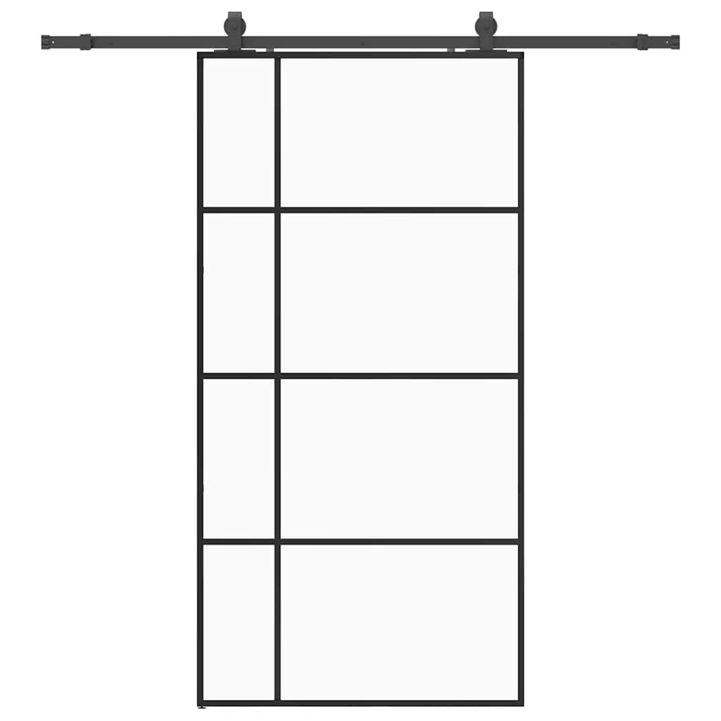 Sliding Door with Hardware Set Black 102.5x205 cm ESG Glass