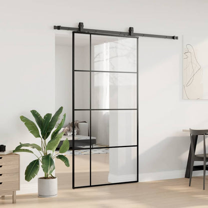 Sliding Door with Hardware Set Black 102.5x205 cm ESG Glass