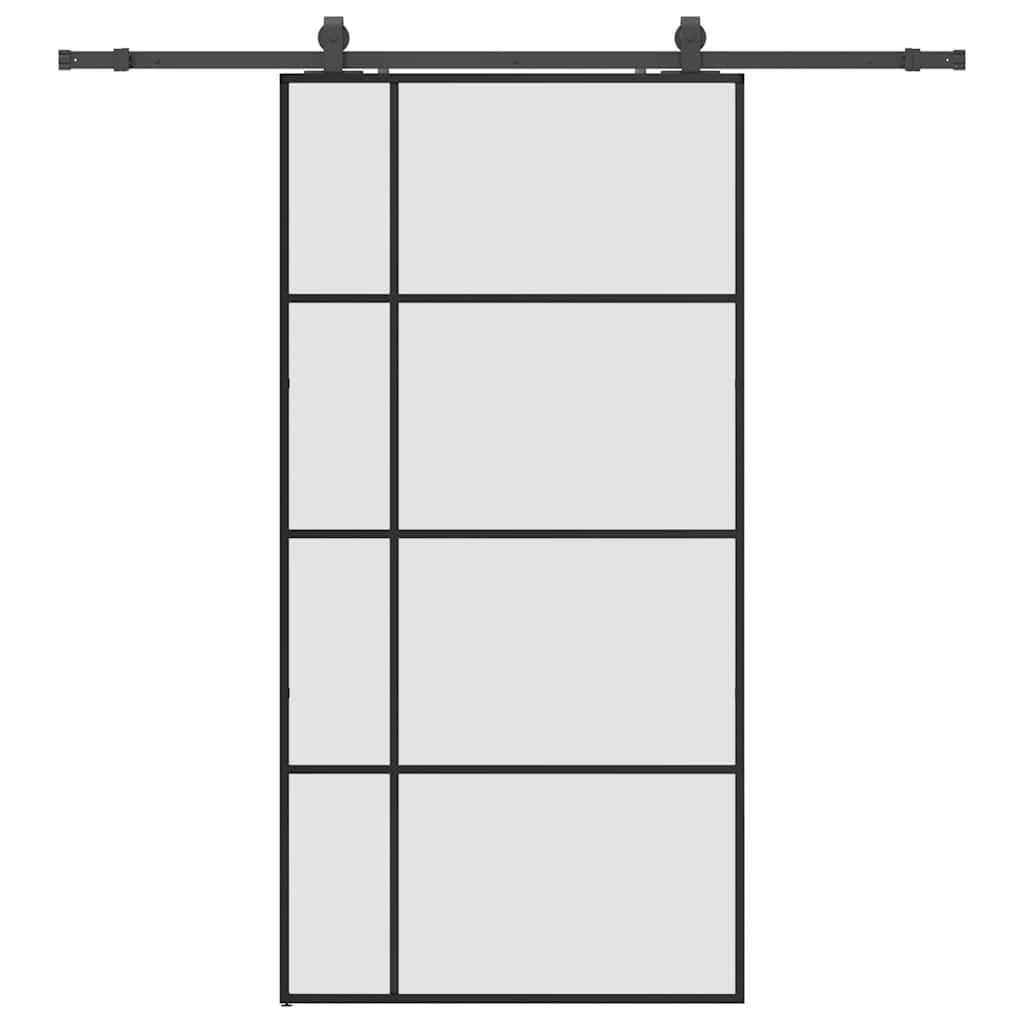 Sliding Door with Hardware Set Black 102.5x205 cm ESG Glass