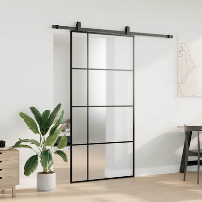 Sliding Door with Hardware Set Black 102.5x205 cm ESG Glass
