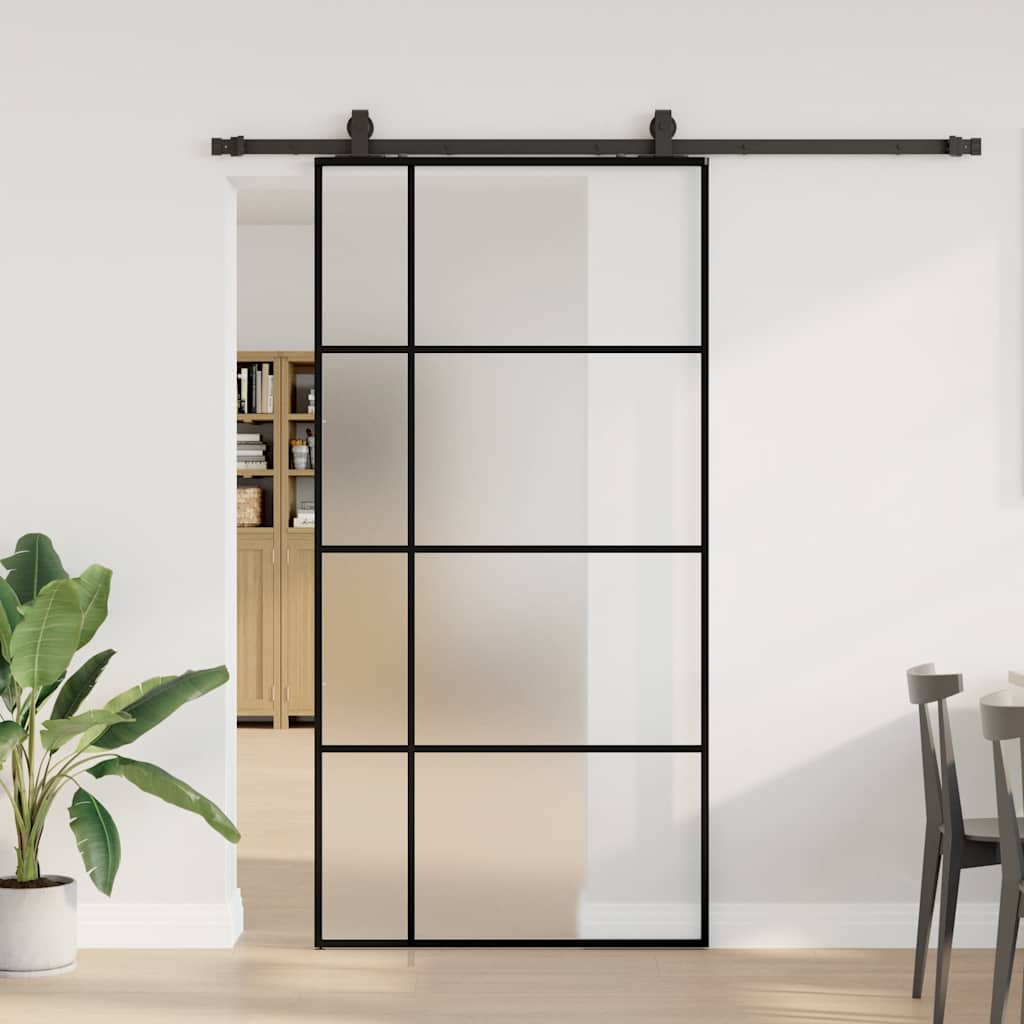 Sliding Door with Hardware Set Black 102.5x205 cm ESG Glass