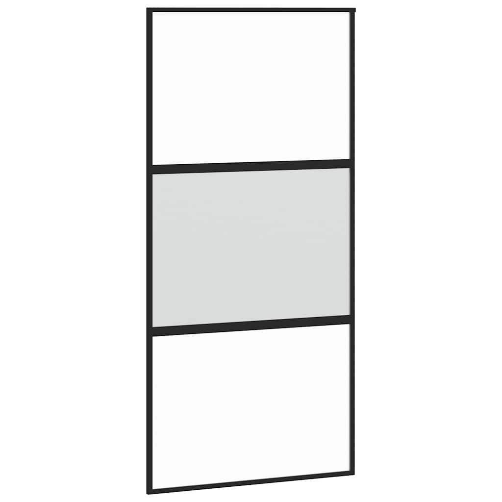 Sliding Door with Hardware Set Black 102.5x205 cm Tempered Glass