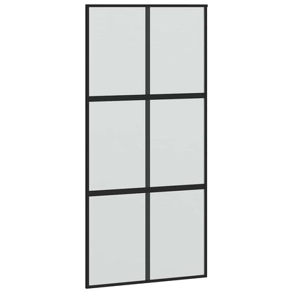 Sliding Door with Hardware Set Black 102.5x205 cm Tempered Glass