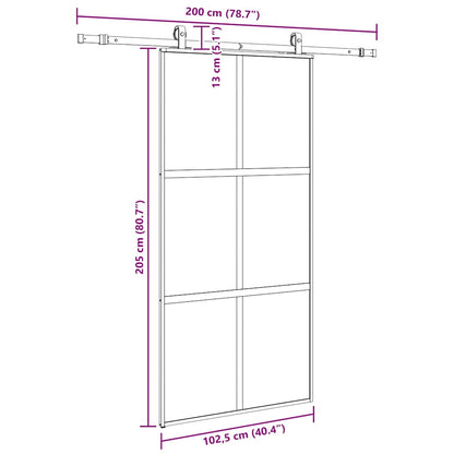 Sliding Door with Hardware Set Black 102.5x205 cm Tempered Glass