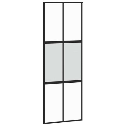 Sliding Door with Hardware Set Black 76x205 cm Tempered Glass