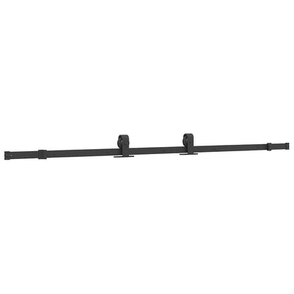 Sliding Door with Hardware Set Black 76x205 cm Tempered Glass