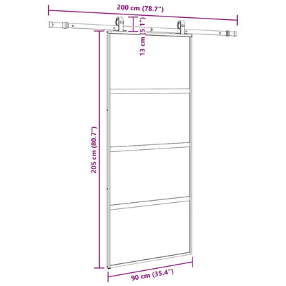 Sliding Door with Hardware Set Black 90x205 cm Tempered Glass