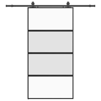Sliding Door with Hardware Set Black 102.5x205 cm Tempered Glass