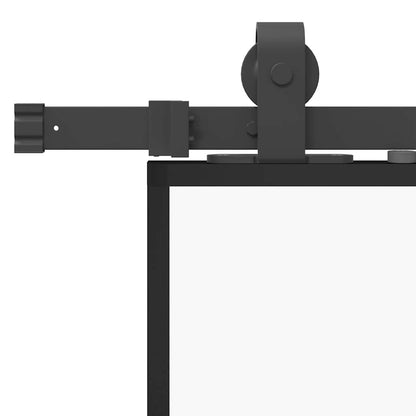 Sliding Door with Hardware Set Black 102.5x205 cm Tempered Glass