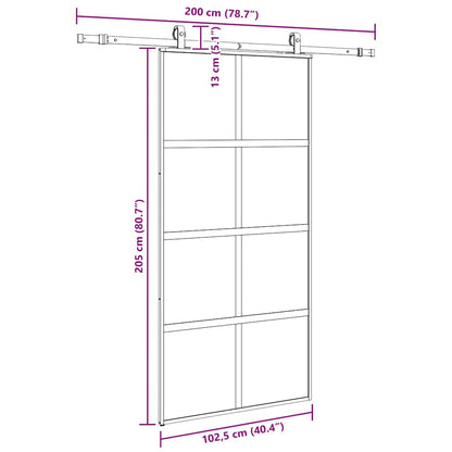 Sliding Door with Hardware Set Black 102.5x205 cm Tempered Glass